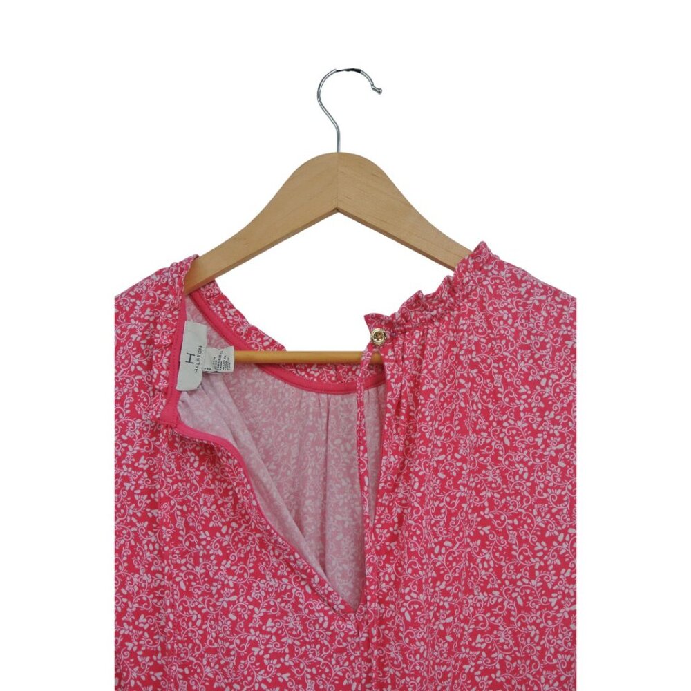 Halston Pink Floral Smocked Waist Sleeveless Midi Dress Size S - Picture 3 of 13